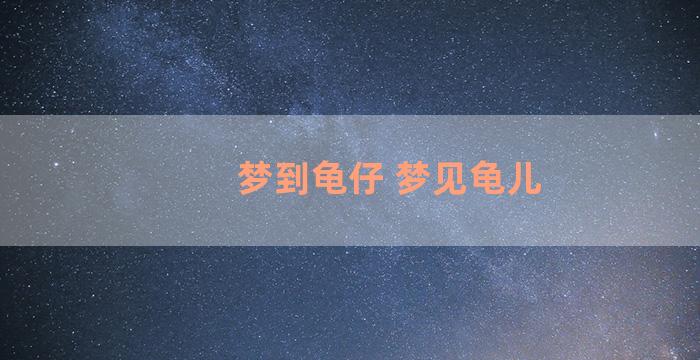 梦到龟仔 梦见龟儿